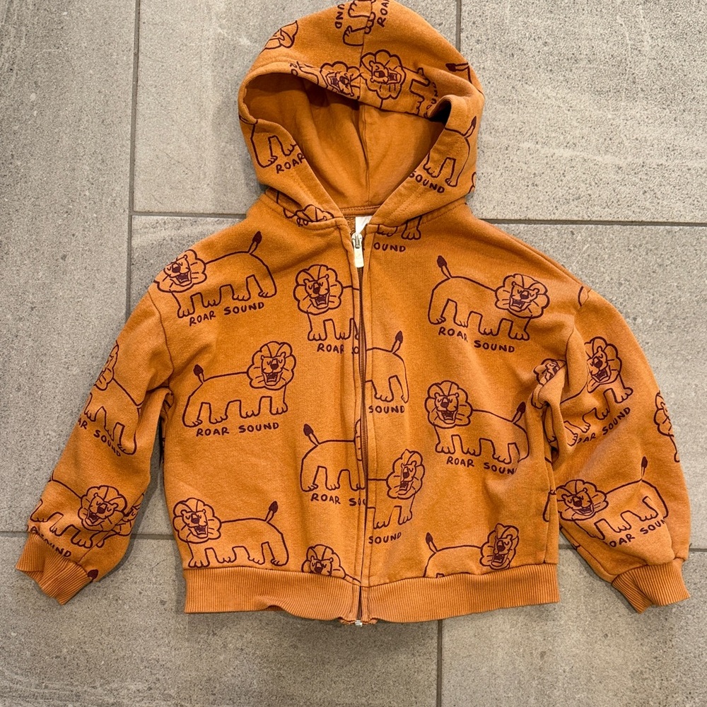 Zara Boys Orange Lion Hoodie - Sz 4-5 Years